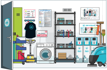 Illsutration d'un local propreté parfaitement rangé